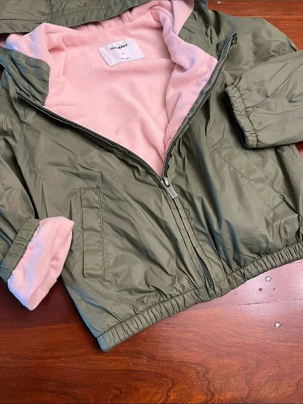 Kids Olive Green Hooded Jacket